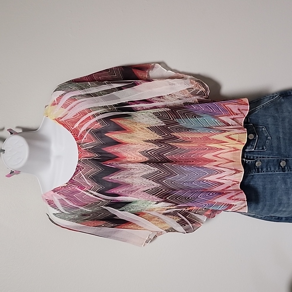 Apostrophe brand sheer multicolored top size small